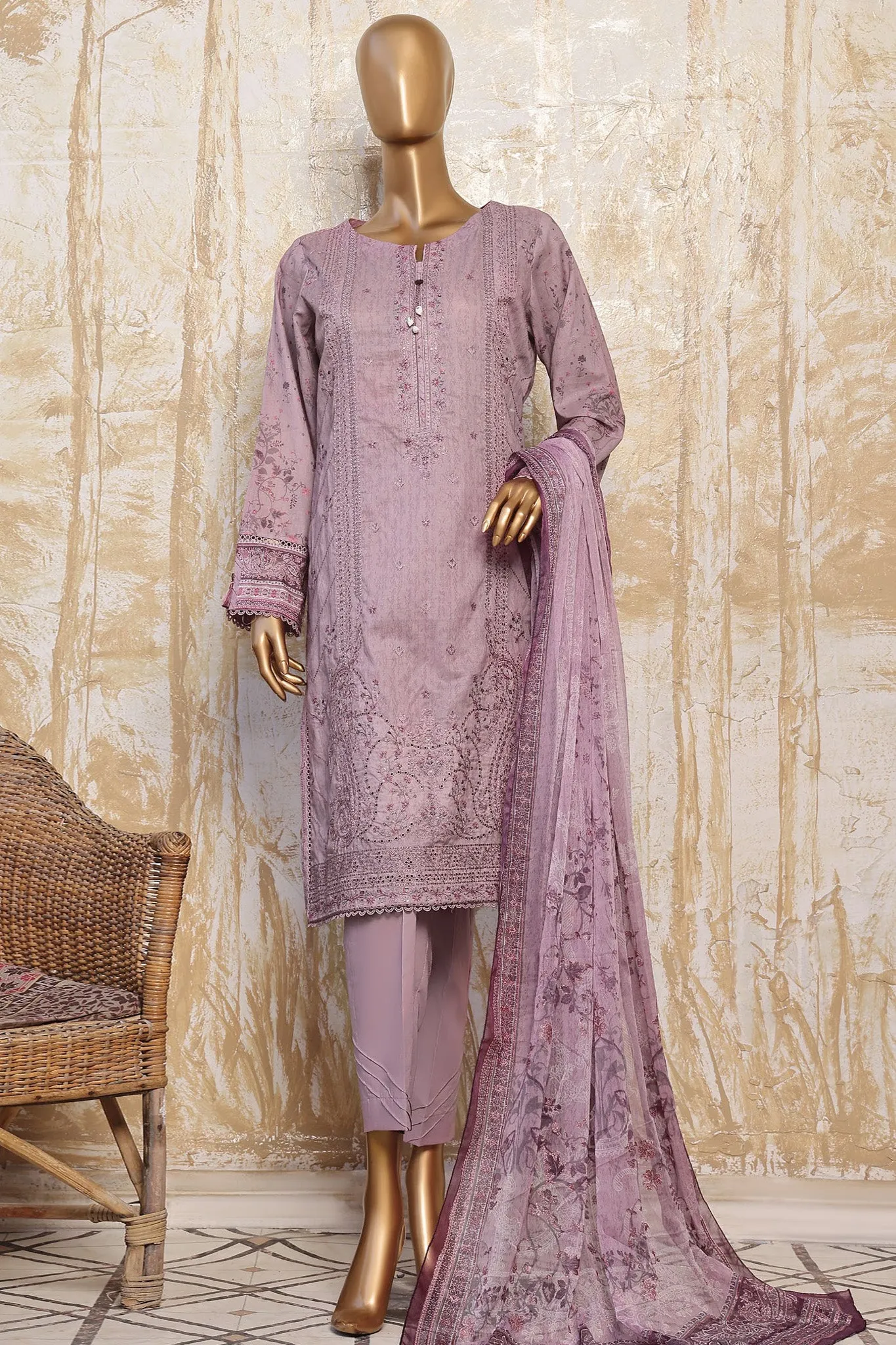 HZ Premium Unstitched 3 Piece Festive Digital Printed Emb Lawn Collection'2024-PFC-783