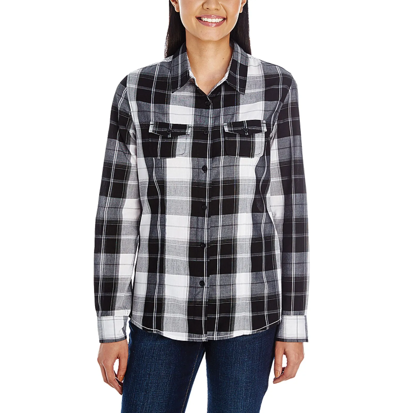 Ladies Long Sleeve Plaid