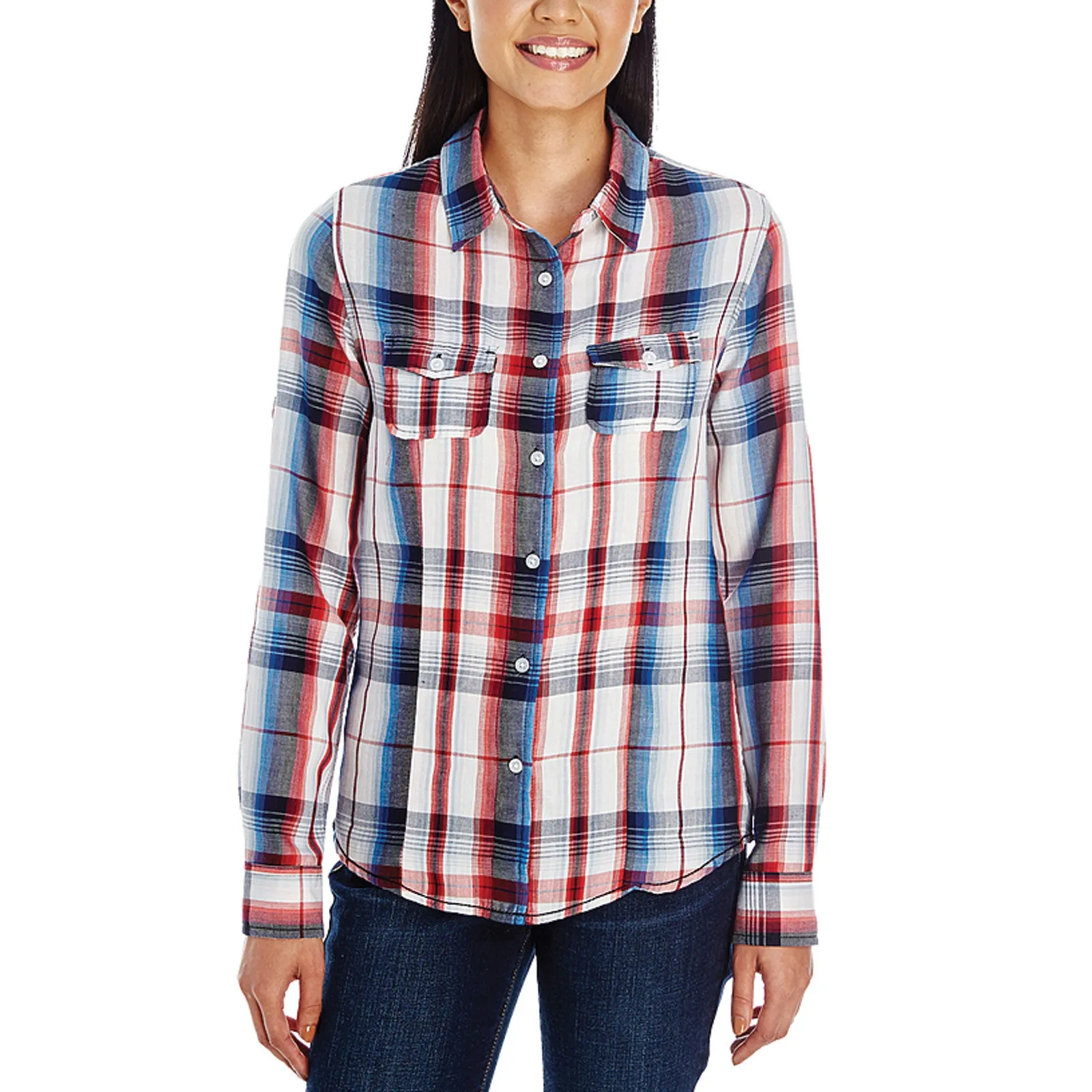 Ladies Long Sleeve Plaid