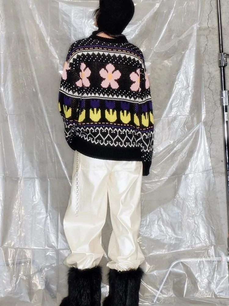 Lazy wind colorful floral sweater【s0000005631】