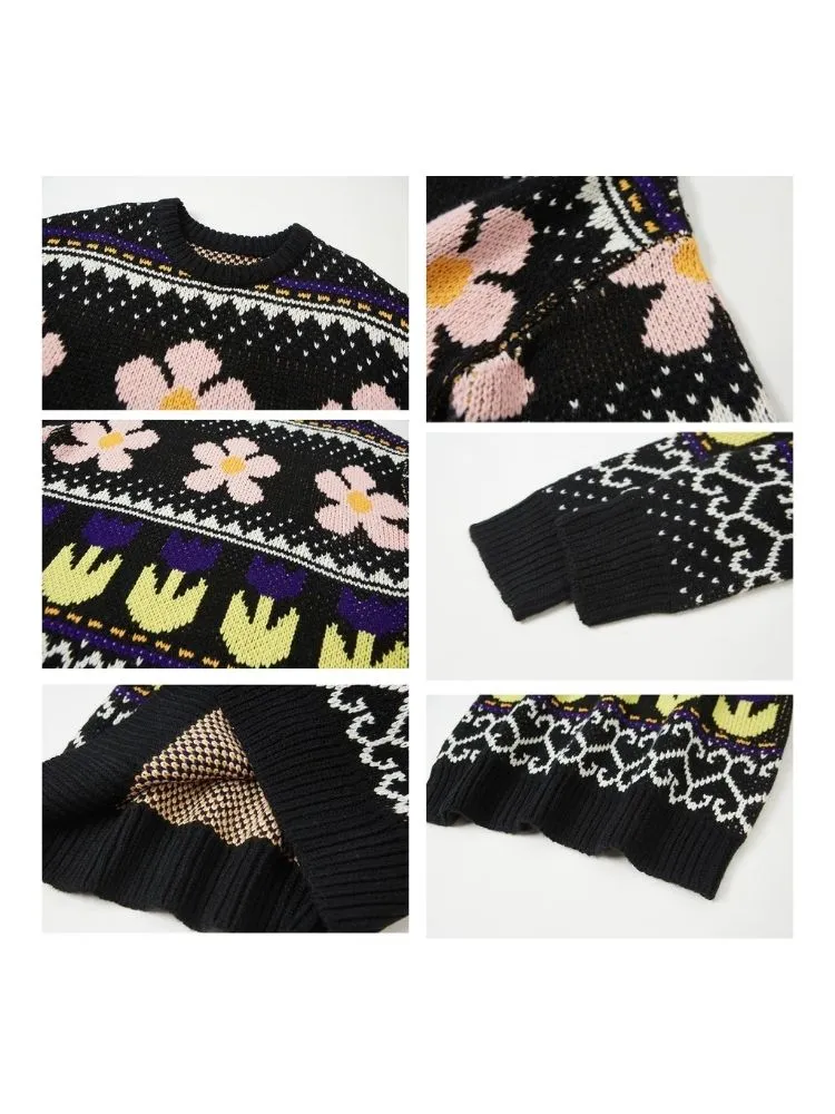 Lazy wind colorful floral sweater【s0000005631】