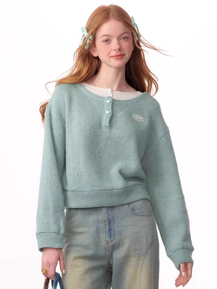 Lazy wind false two-piece sweater【s0000006148】
