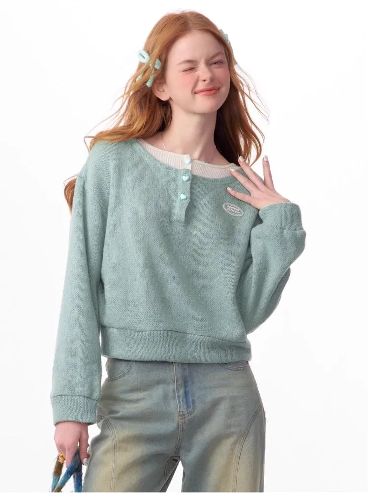 Lazy wind false two-piece sweater【s0000006148】