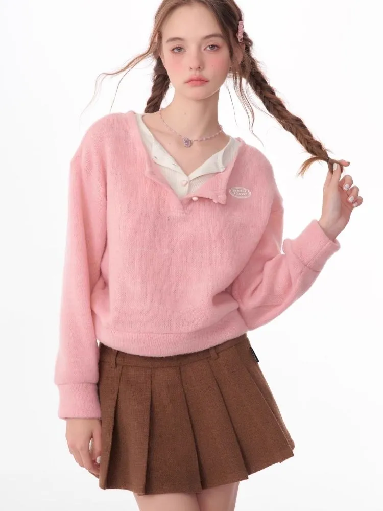 Lazy wind false two-piece sweater【s0000006148】
