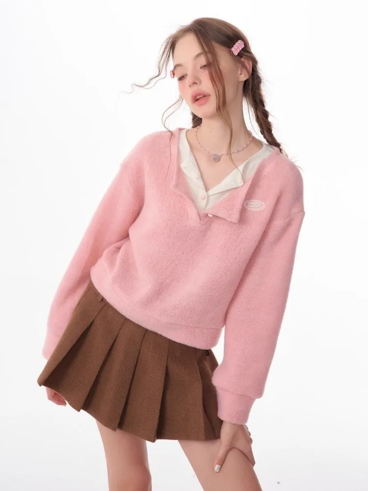 Lazy wind false two-piece sweater【s0000006148】