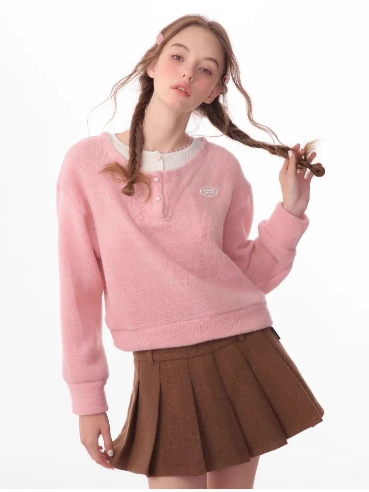 Lazy wind false two-piece sweater【s0000006148】