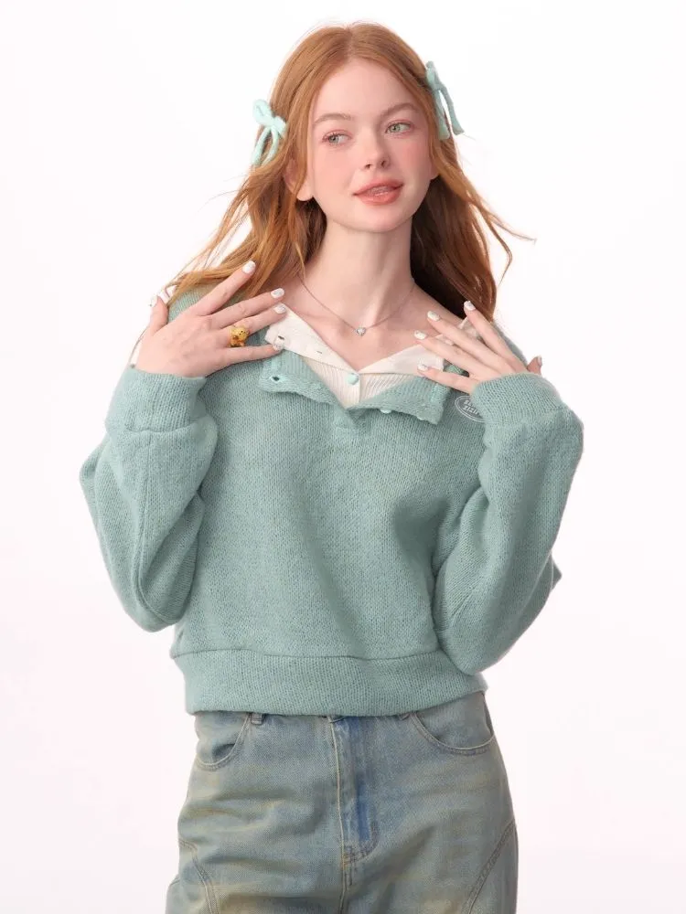 Lazy wind false two-piece sweater【s0000006148】