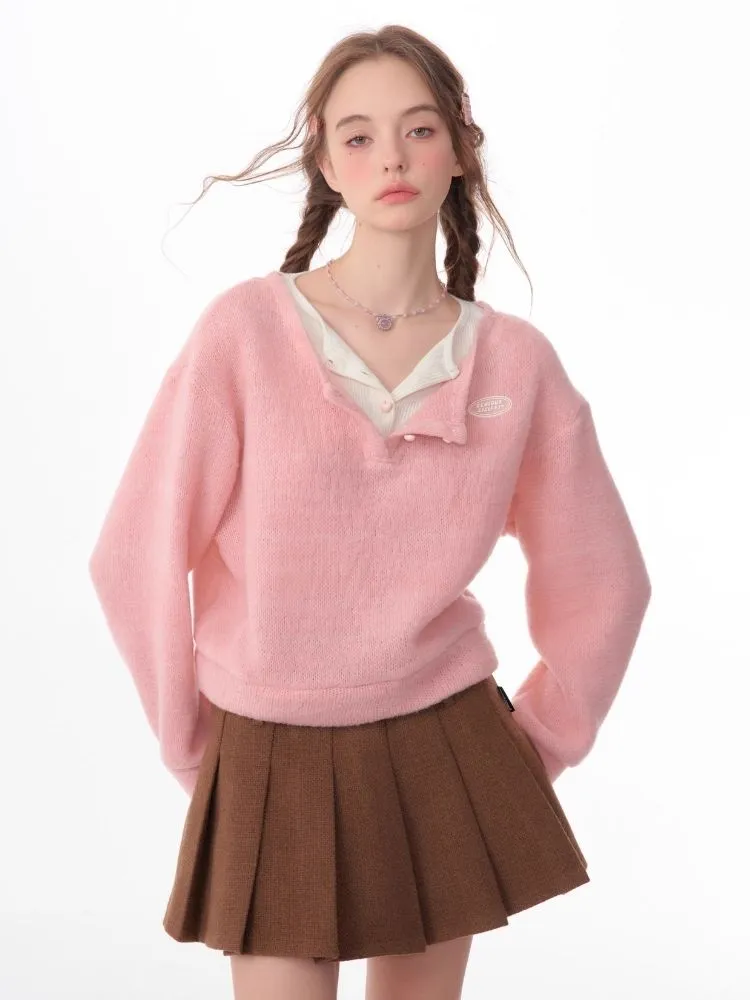 Lazy wind false two-piece sweater【s0000006148】