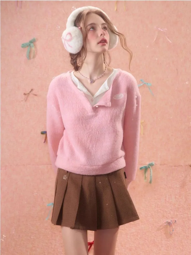 Lazy wind false two-piece sweater【s0000006148】