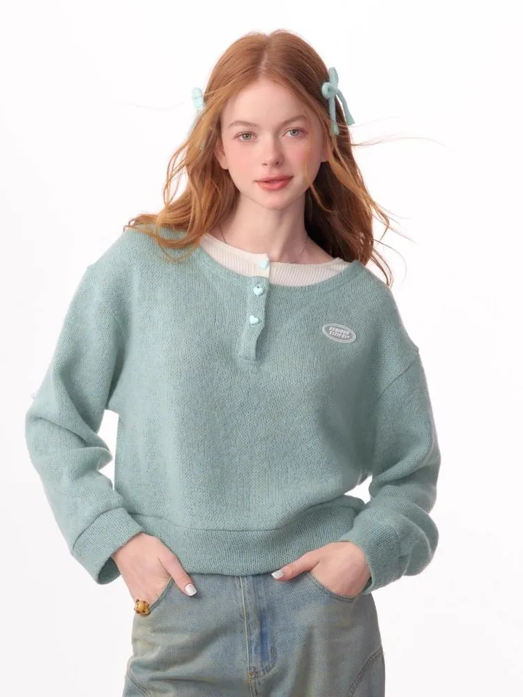 Lazy wind false two-piece sweater【s0000006148】