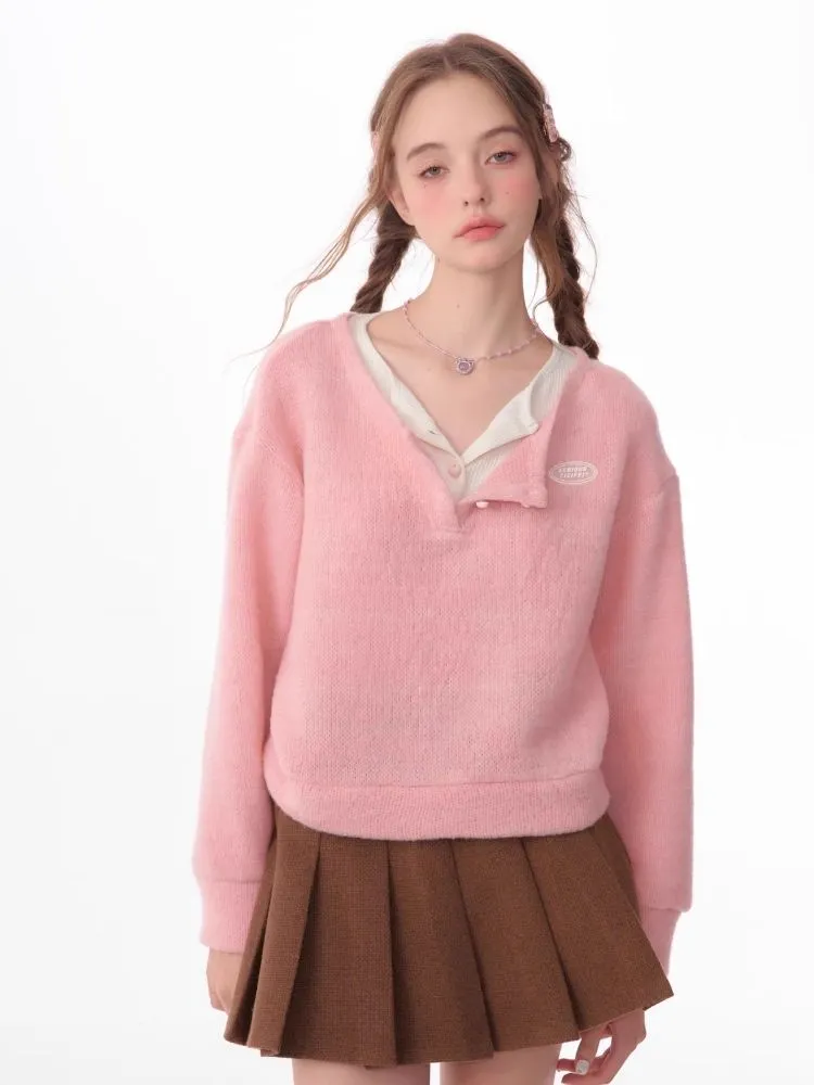 Lazy wind false two-piece sweater【s0000006148】