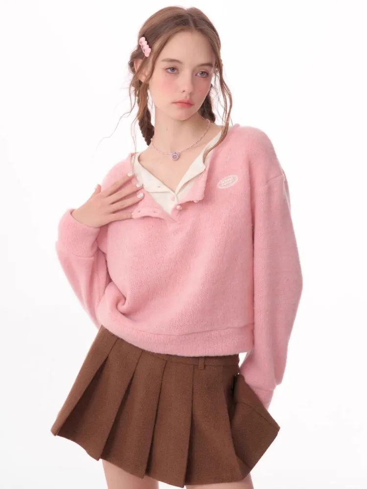 Lazy wind false two-piece sweater【s0000006148】