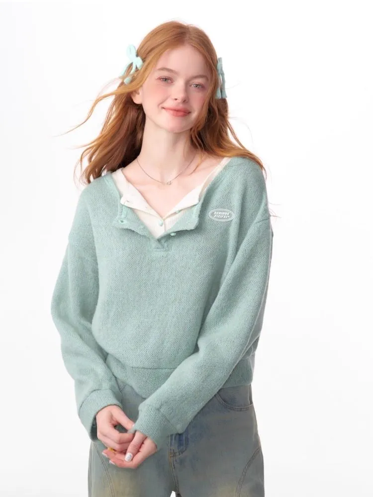 Lazy wind false two-piece sweater【s0000006148】
