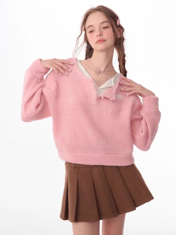 Lazy wind false two-piece sweater【s0000006148】