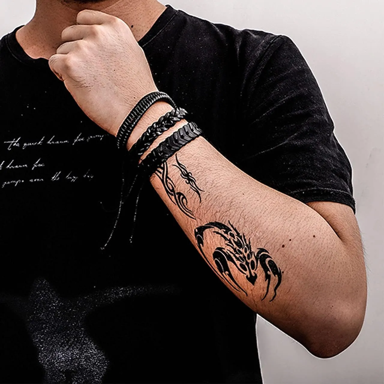 Leather Braided Bracelet Cuff Wrap Wristband for Men Women Adjustable