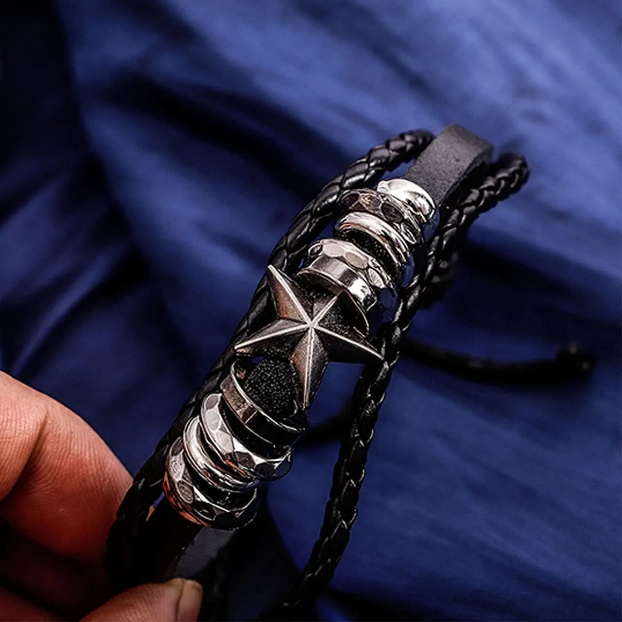 Leather Braided Bracelet Cuff Wrap Wristband for Men Women Adjustable