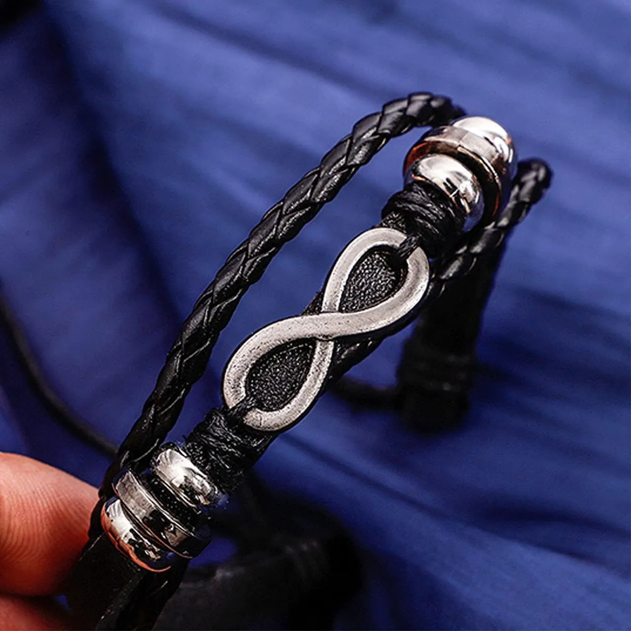 Leather Braided Bracelet Cuff Wrap Wristband for Men Women Adjustable