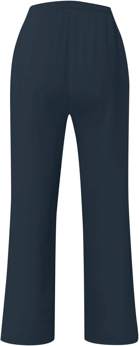Linen Pants Men Loose Fit Summer Drawstring High Waisted Beach Pants Lightweight Straight Leg Trousers with Pockets