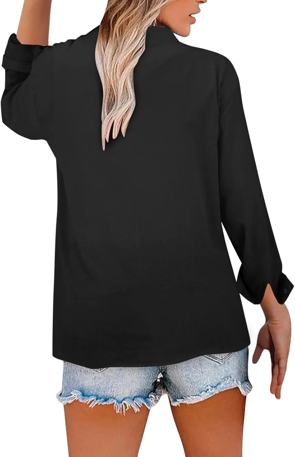 Linen Shirts for Women Breathable Tops Women's Loose Cotton Linen Blouses Womens 3/4 Length Sleeve Ladies Hemp Clothes