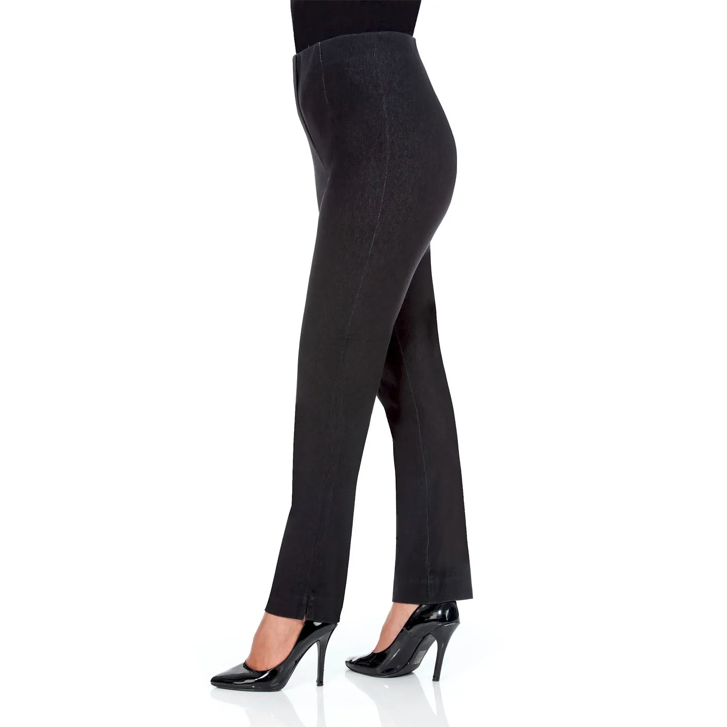 Lior "Sasha" Pull-On Straight Leg Pant in Black Denim - SASHA-BKD