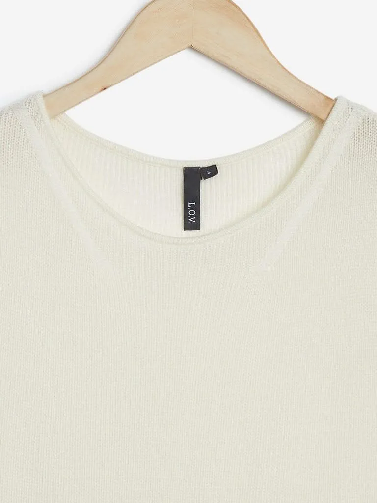 LOV Off White Knitted Peserico Top