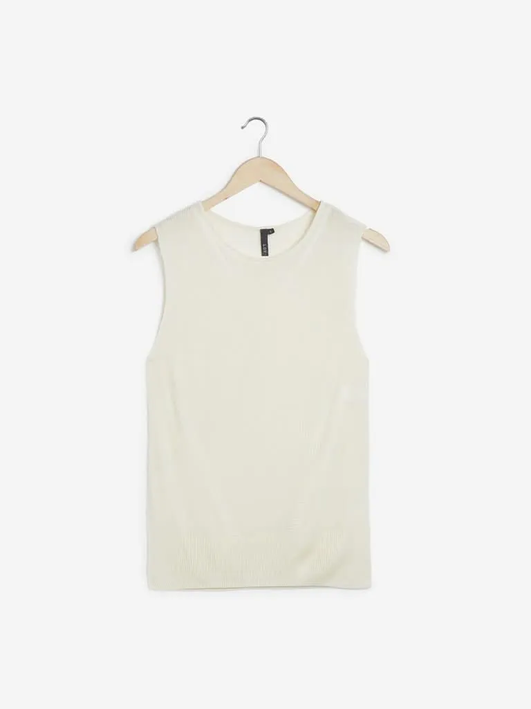 LOV Off White Knitted Peserico Top