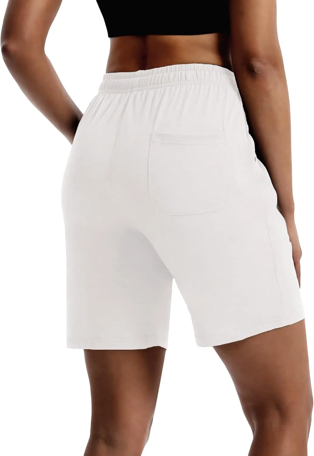 LUCKYCATCUS Women's 7" Bermuda Shorts Jersey Shorts with Pockets Workout Yoga Athletic Long Shorts for Women