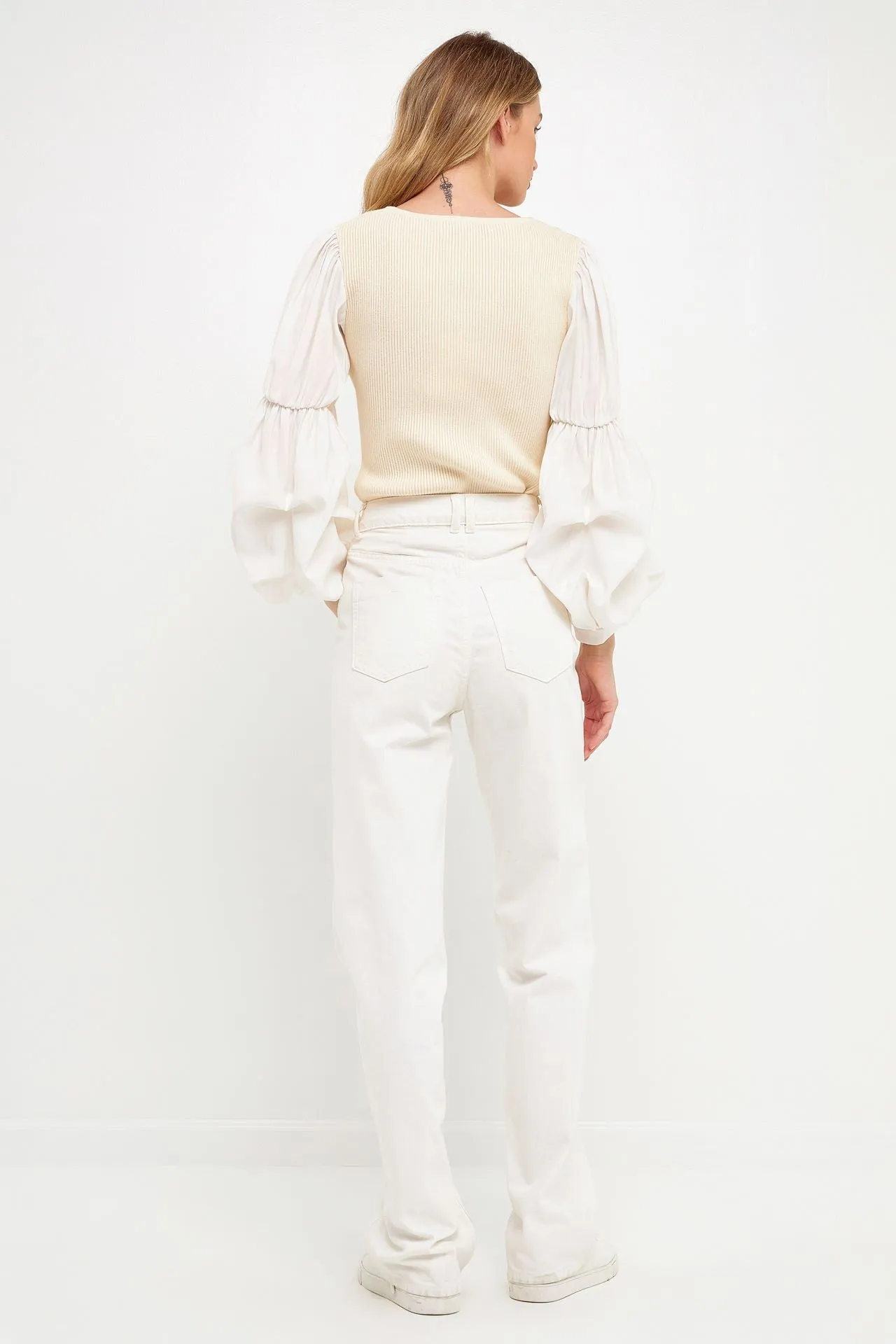 Lyla Mixed Media Square Neck Top