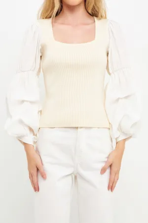 Lyla Mixed Media Square Neck Top