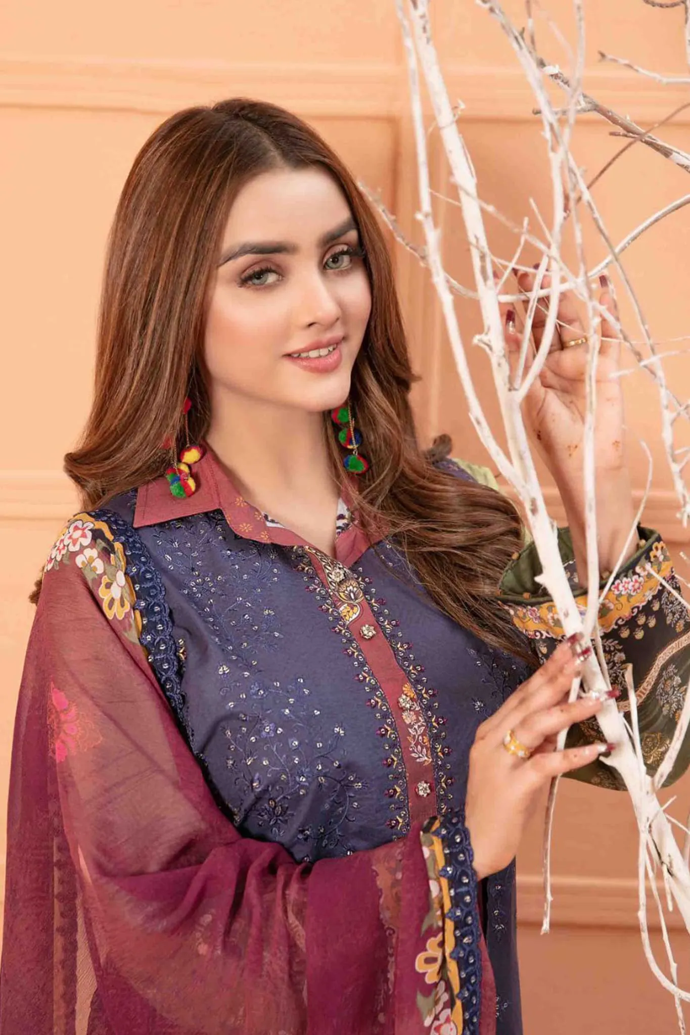 Mayaah by Tawakkal Unstitched 3 Piece Emb Digital Print Lawn Collection'2023-M-8955