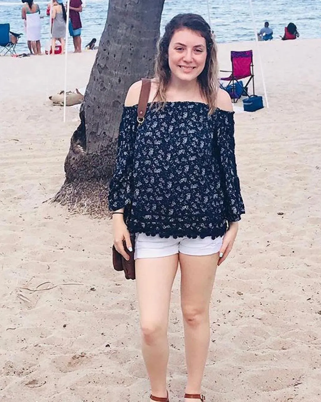 Off The Shoulder Floral Top, Navy