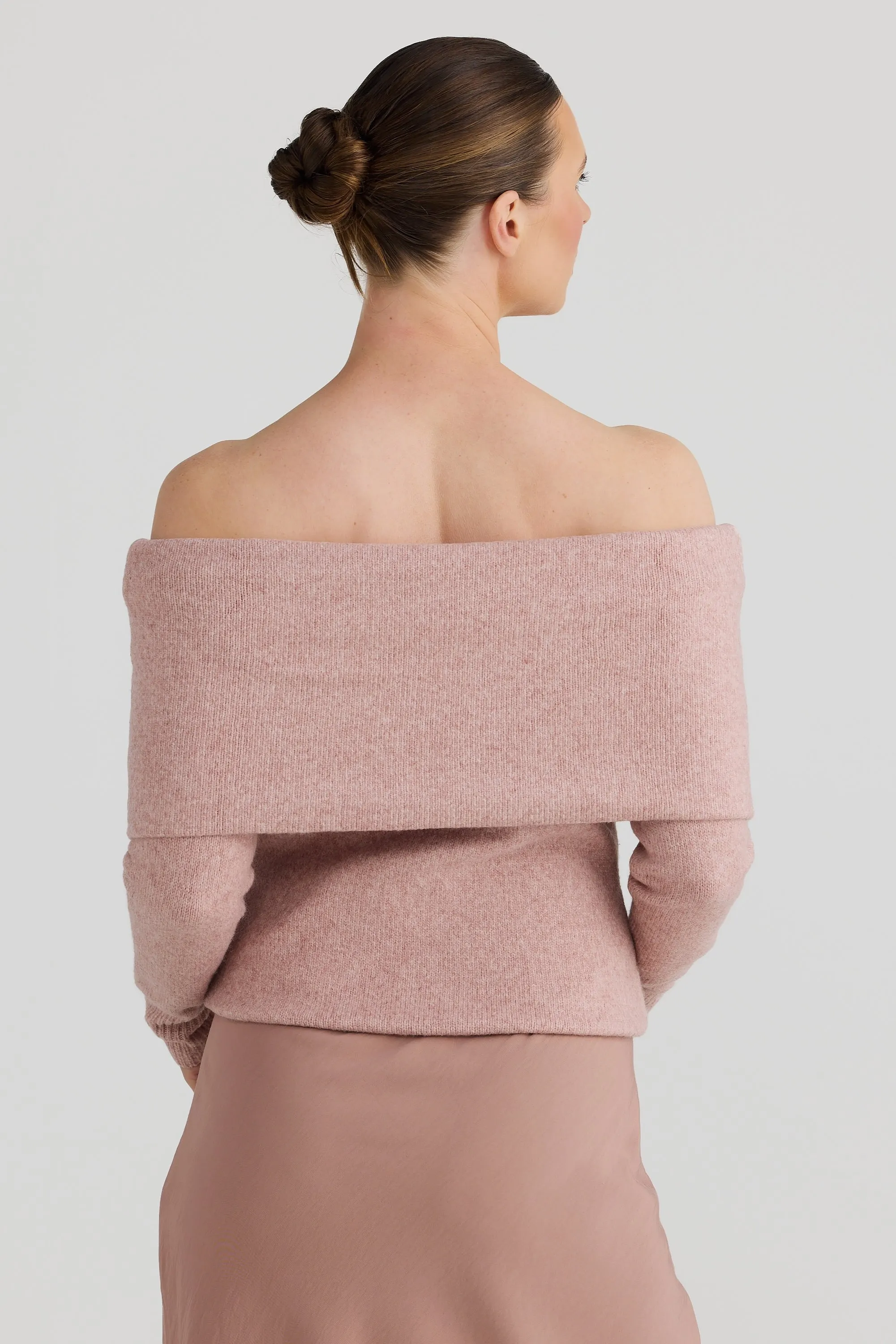 Off The Shoulder Knit Top - Mauve