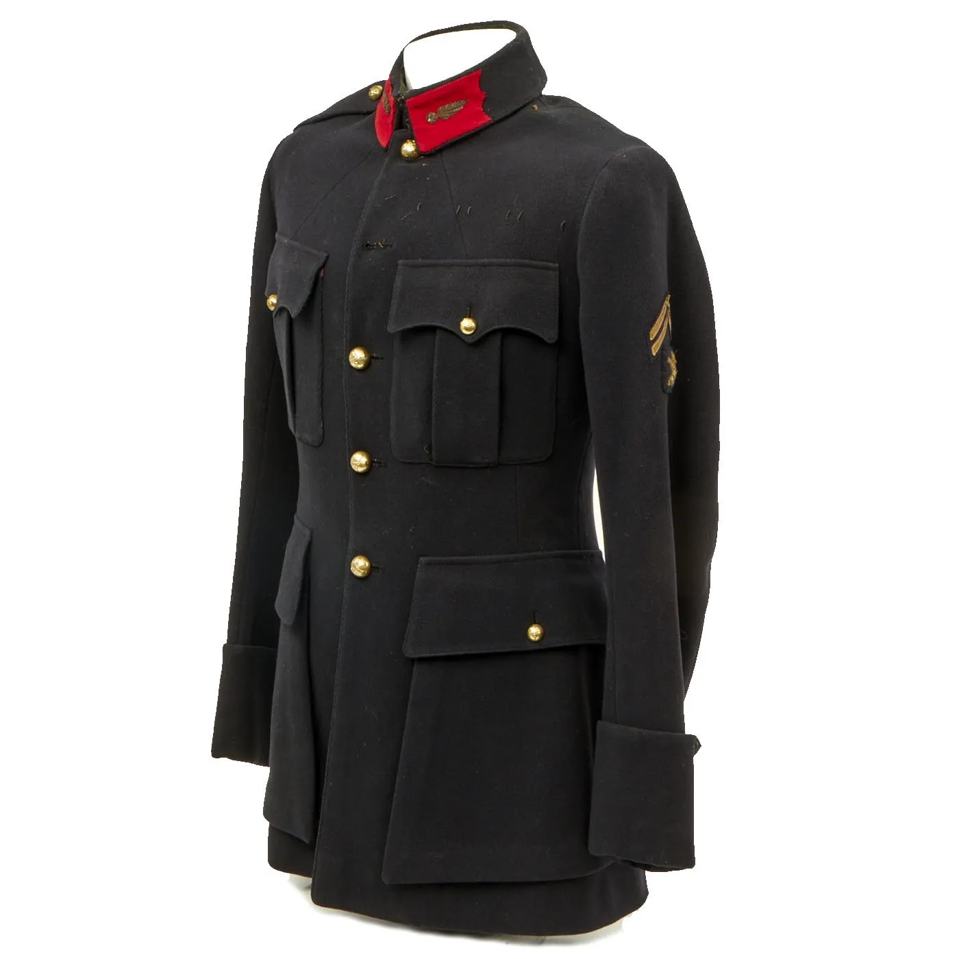 Original French WWI Armored Corps Tanker NCO Uniform Tunic with Identification