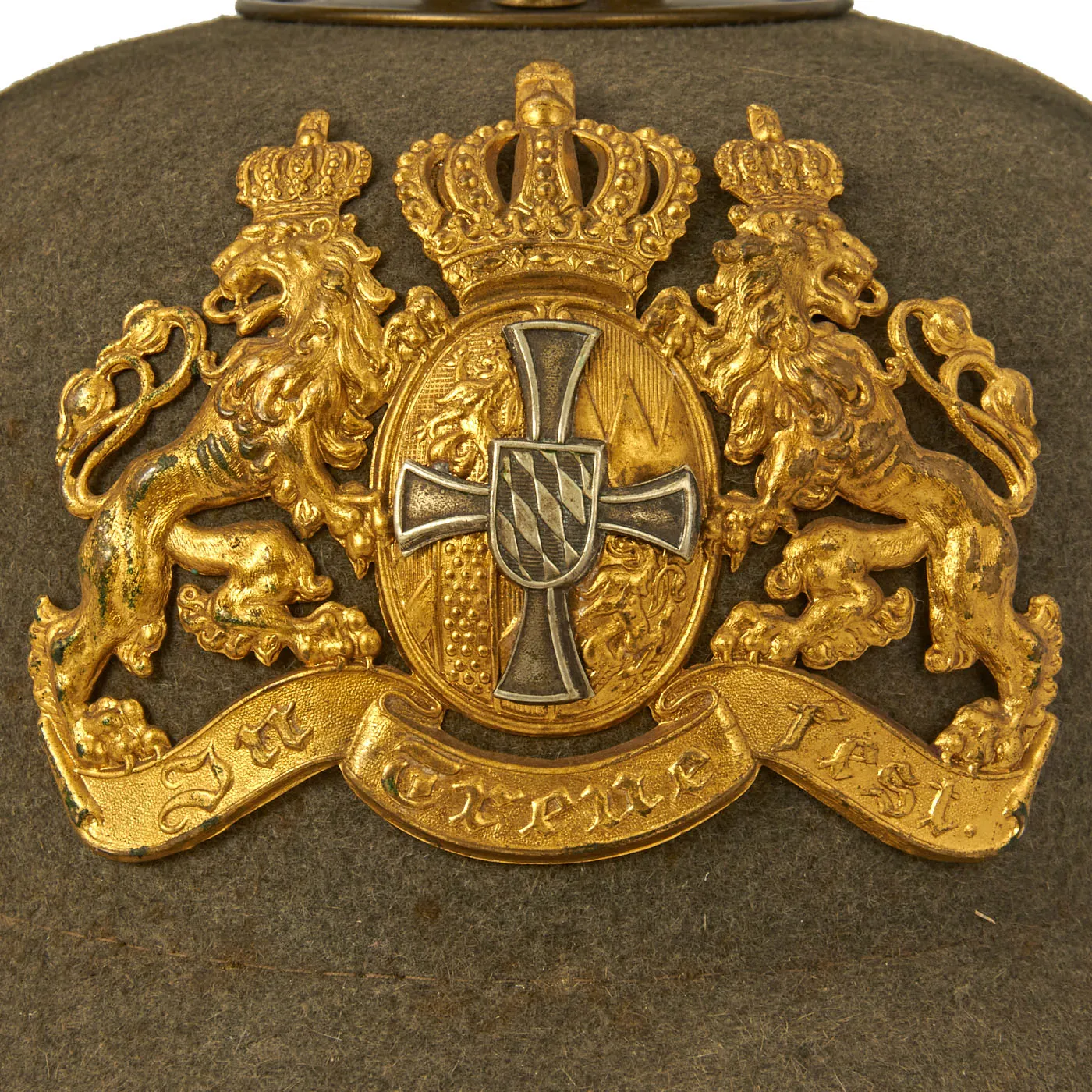 Original Imperial German WWI Bavarian M1895 Infantry Ersatz Felt Pickelhaube Spiked Helmet - Filzhelm