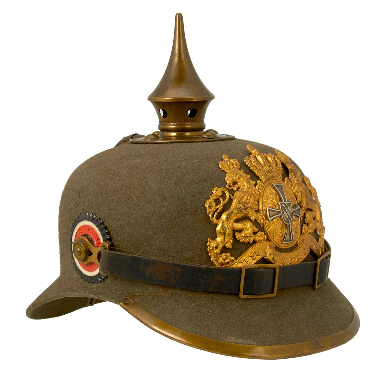 Original Imperial German WWI Bavarian M1895 Infantry Ersatz Felt Pickelhaube Spiked Helmet - Filzhelm