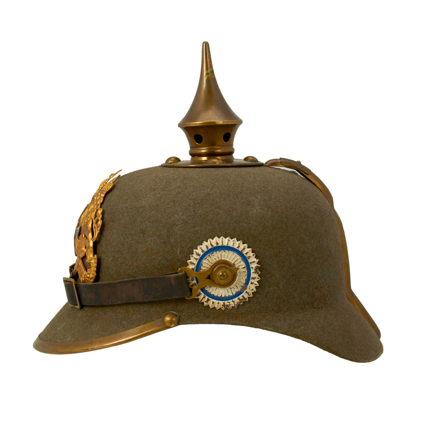 Original Imperial German WWI Bavarian M1895 Infantry Ersatz Felt Pickelhaube Spiked Helmet - Filzhelm