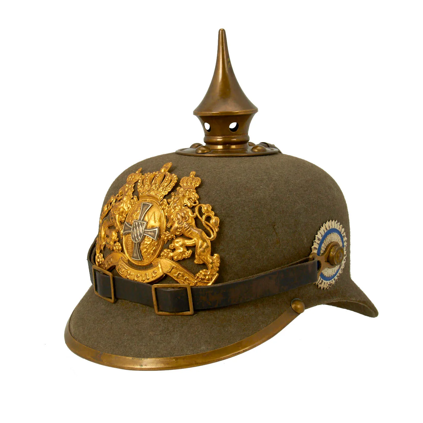 Original Imperial German WWI Bavarian M1895 Infantry Ersatz Felt Pickelhaube Spiked Helmet - Filzhelm