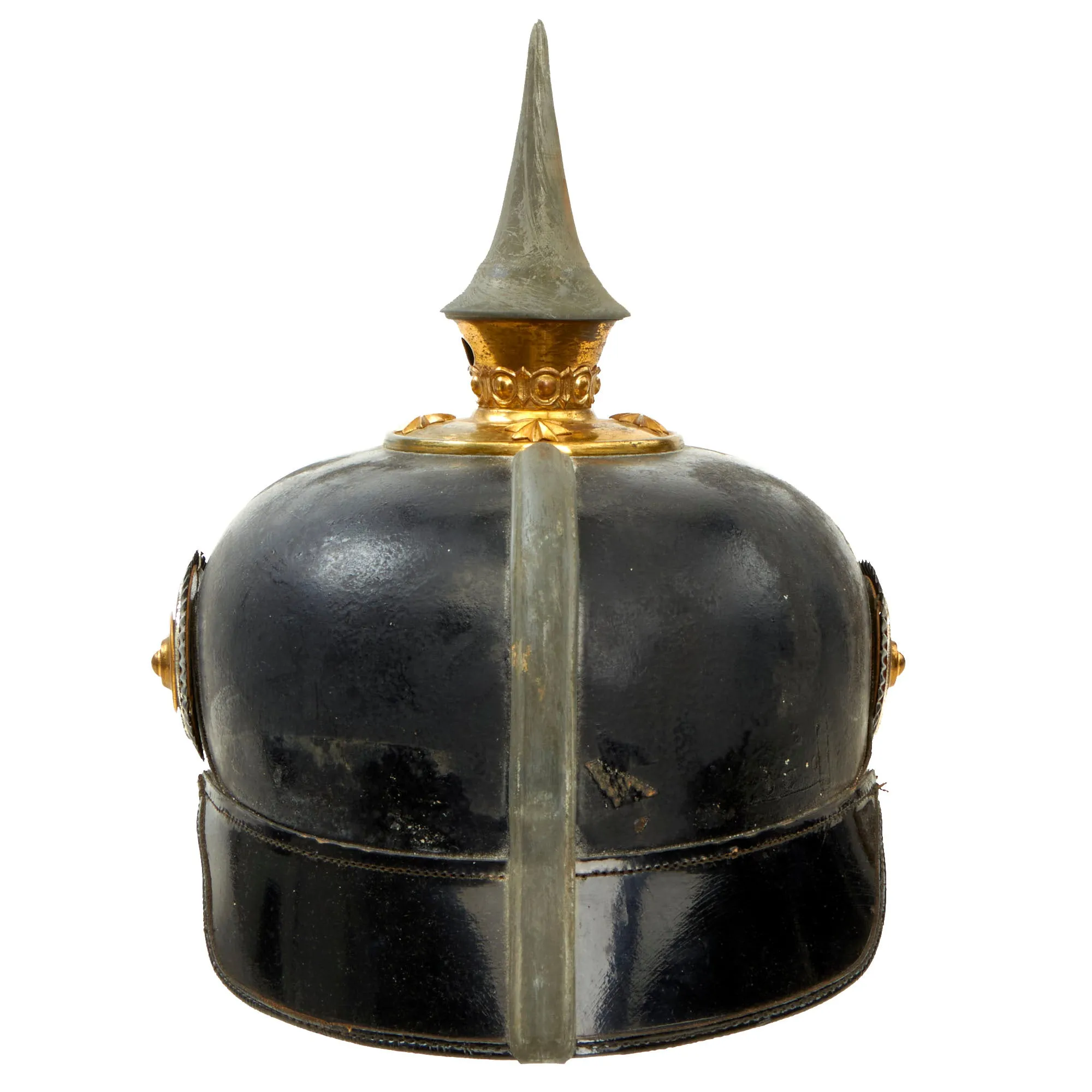 Original Rare Imperial German WWI Prussian Infantry Junior Officer Ersatz Vulcanfibre M1897 Pickelhaube Helmet - Complete