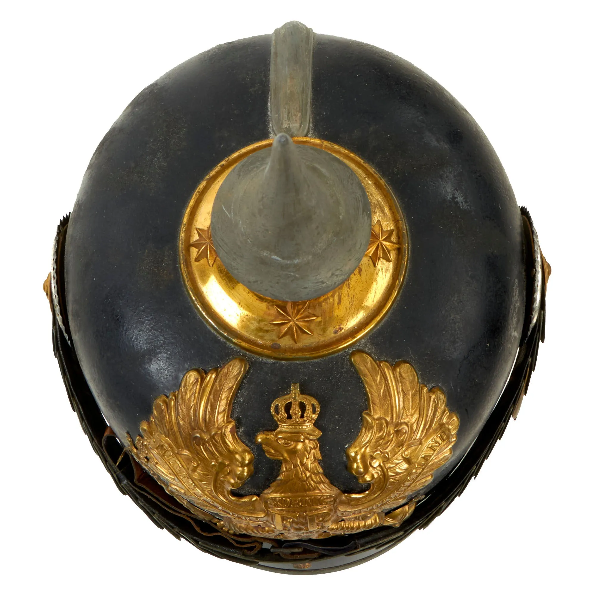 Original Rare Imperial German WWI Prussian Infantry Junior Officer Ersatz Vulcanfibre M1897 Pickelhaube Helmet - Complete