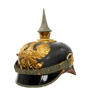 Original Rare Imperial German WWI Prussian Infantry Junior Officer Ersatz Vulcanfibre M1897 Pickelhaube Helmet - Complete