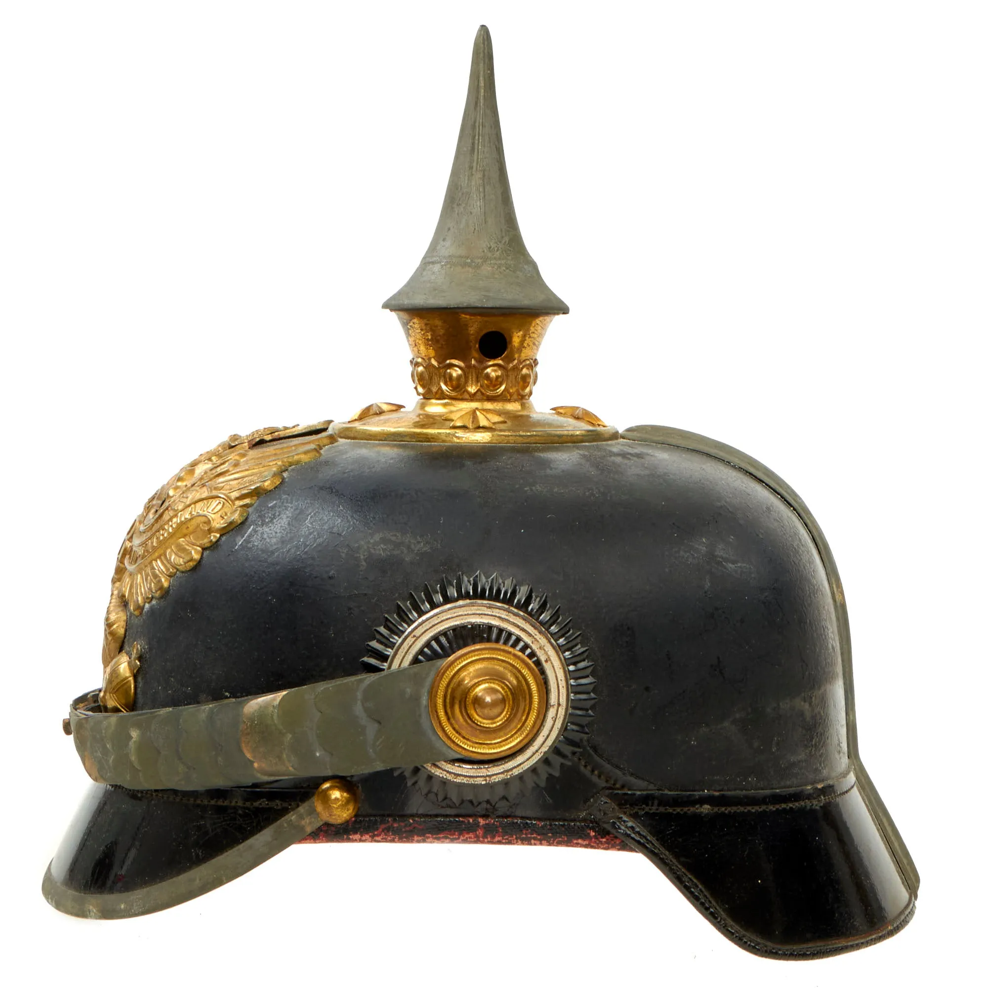 Original Rare Imperial German WWI Prussian Infantry Junior Officer Ersatz Vulcanfibre M1897 Pickelhaube Helmet - Complete