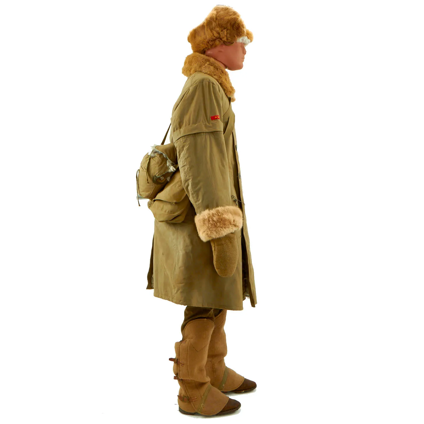 Original WWII IJA Japanese Enlistedman’s Arctic Combat Uniform and Gear Display on Mannequin