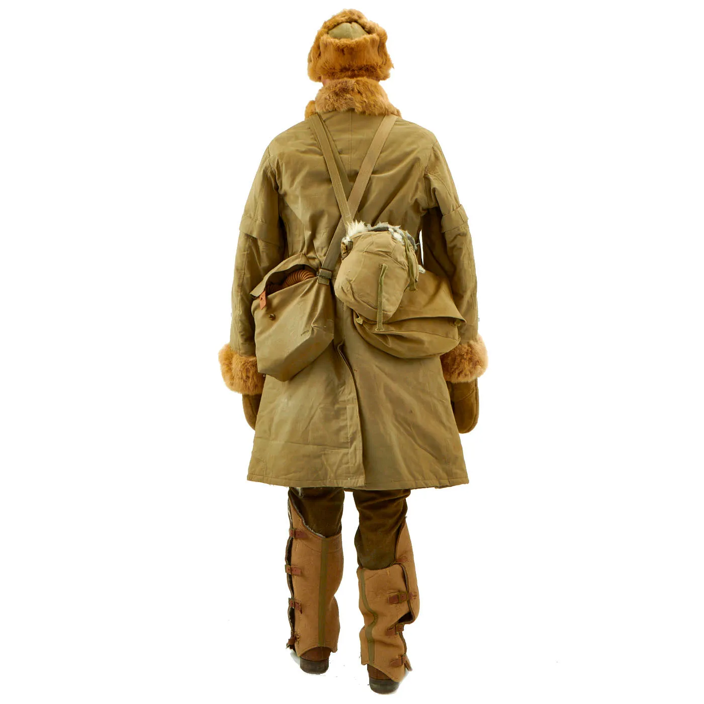 Original WWII IJA Japanese Enlistedman’s Arctic Combat Uniform and Gear Display on Mannequin