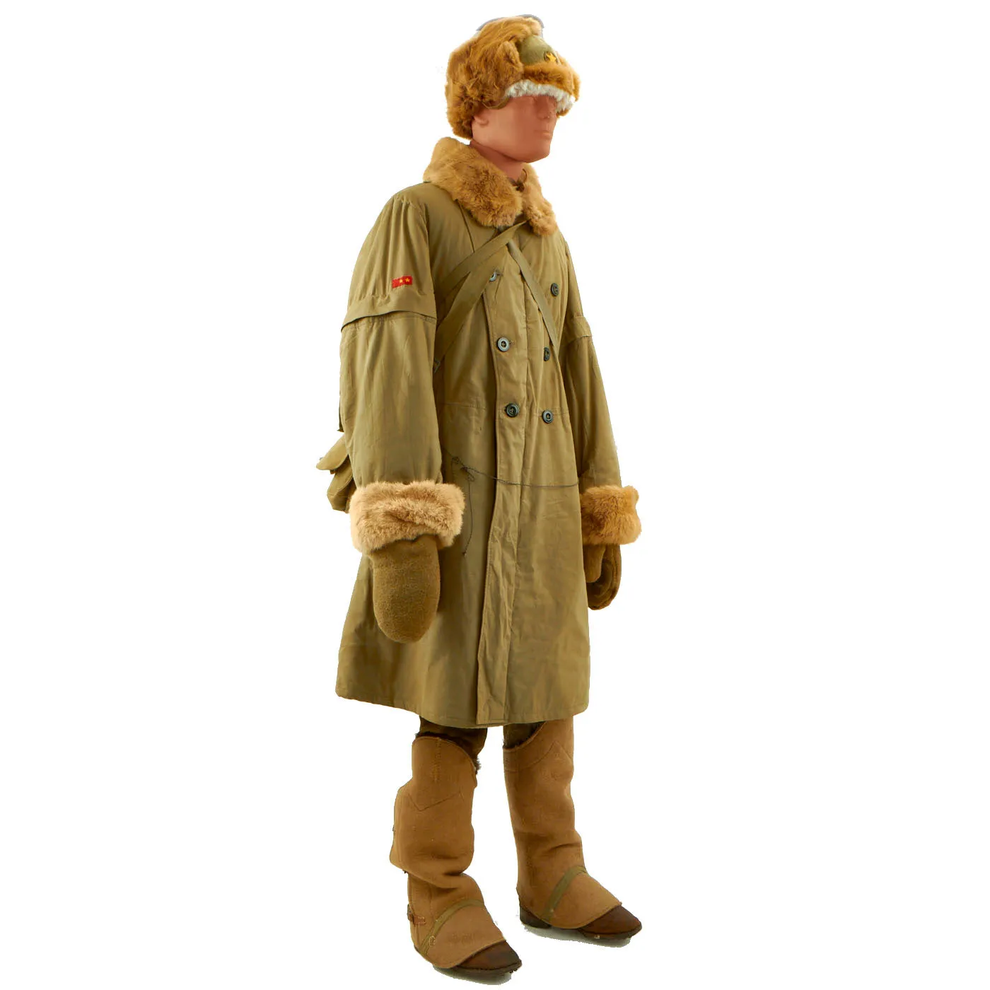 Original WWII IJA Japanese Enlistedman’s Arctic Combat Uniform and Gear Display on Mannequin