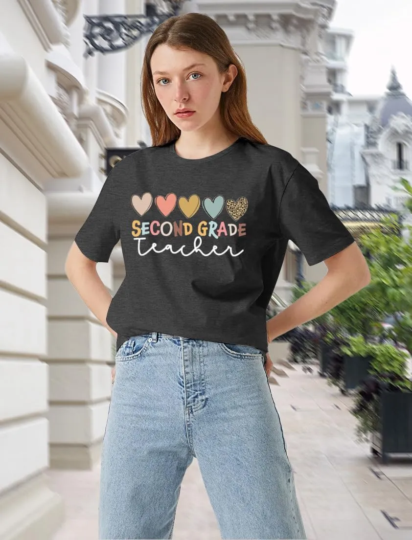 PECHAR Teacher Shirts Women Funny Teach Printed Graphic Tshirt Short Sleeve T-Shirt Blouse Teacher Gifts Tops Tee
