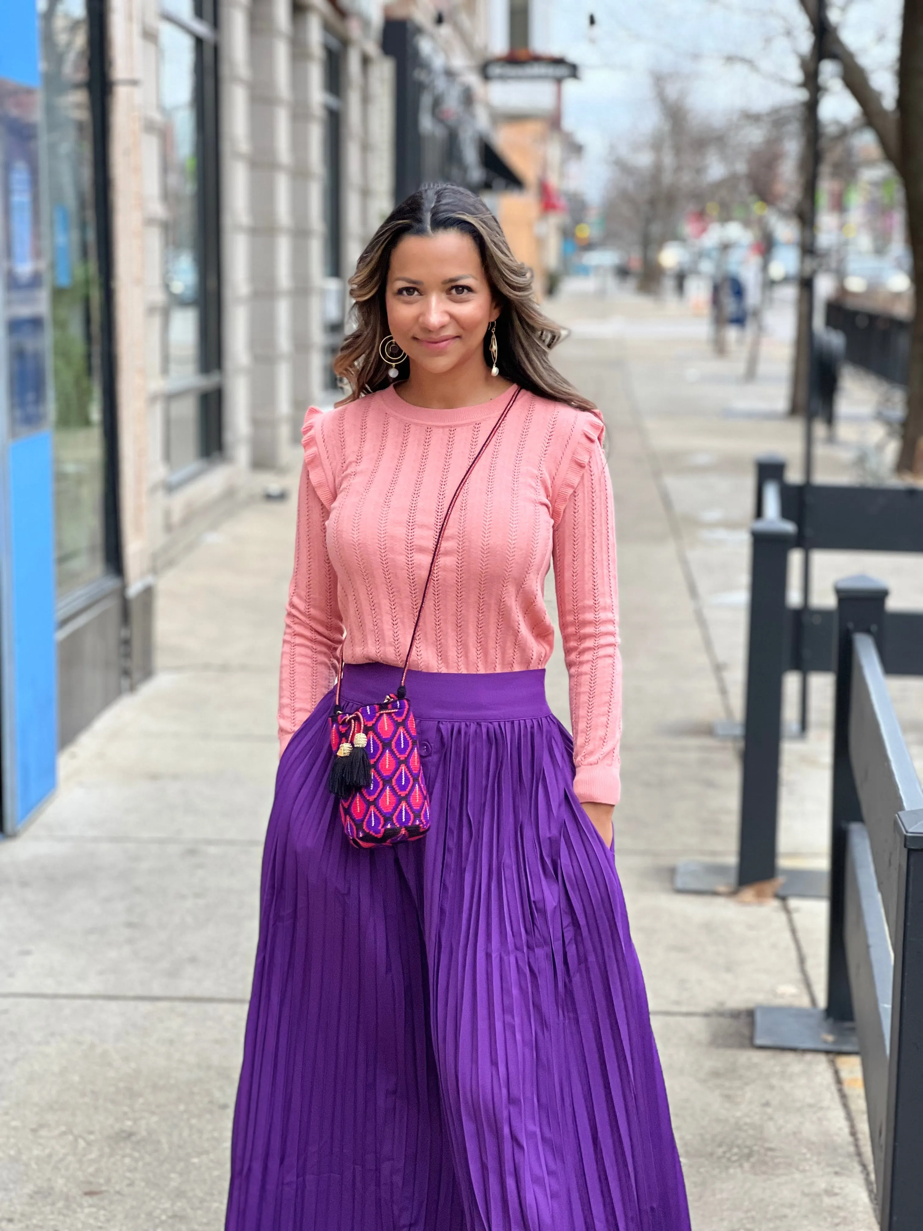 Pink Ruffle Knitted Top