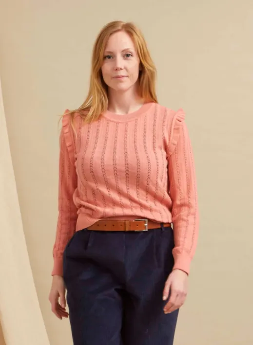 Pink Ruffle Knitted Top