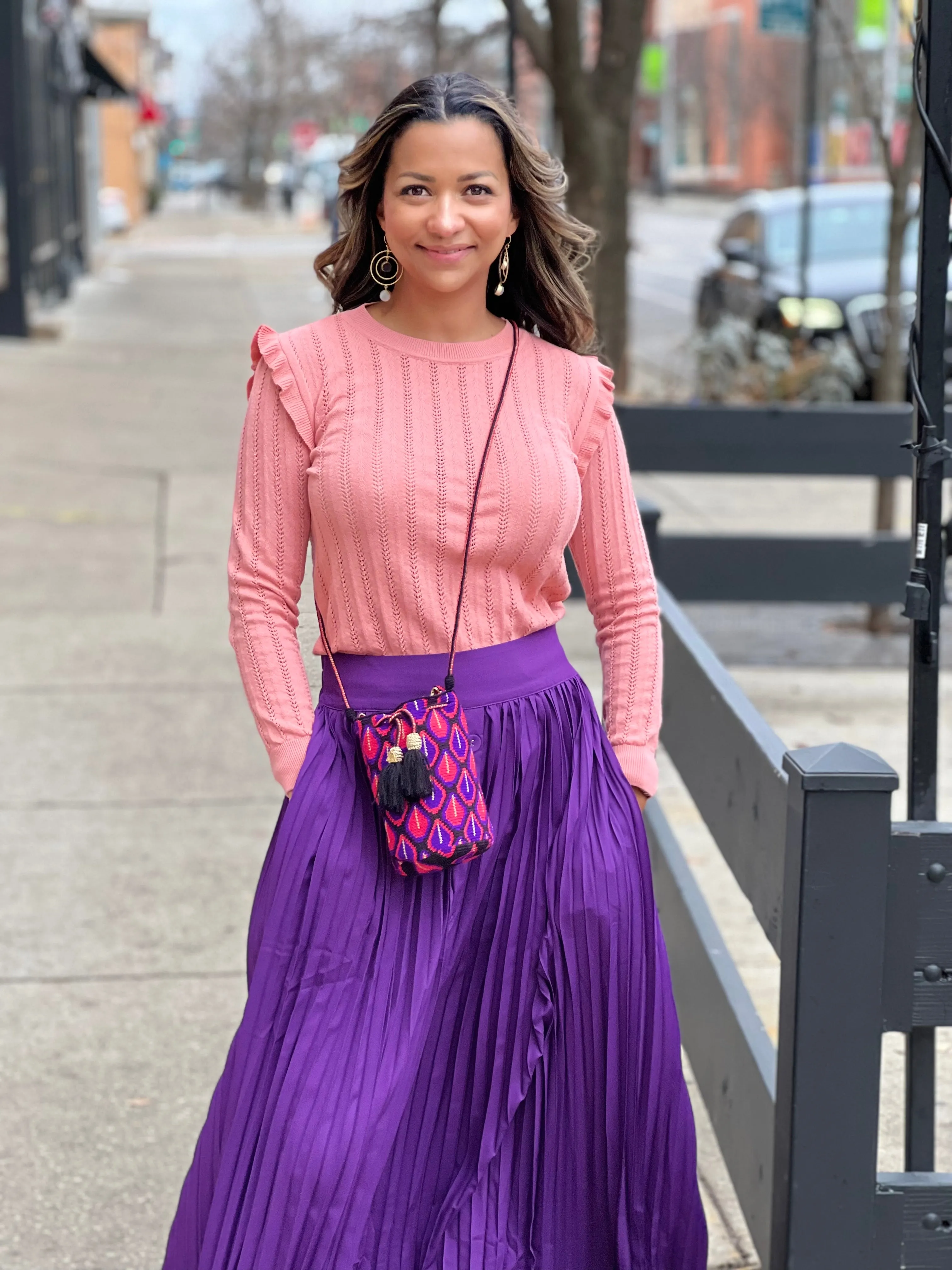 Pink Ruffle Knitted Top