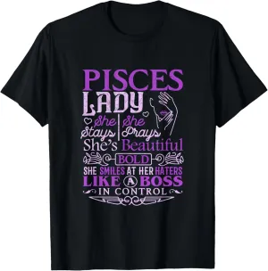 Pisces Lady Shirt Astrology Zodiac Sign Pisces Woman Girl T-Shirt