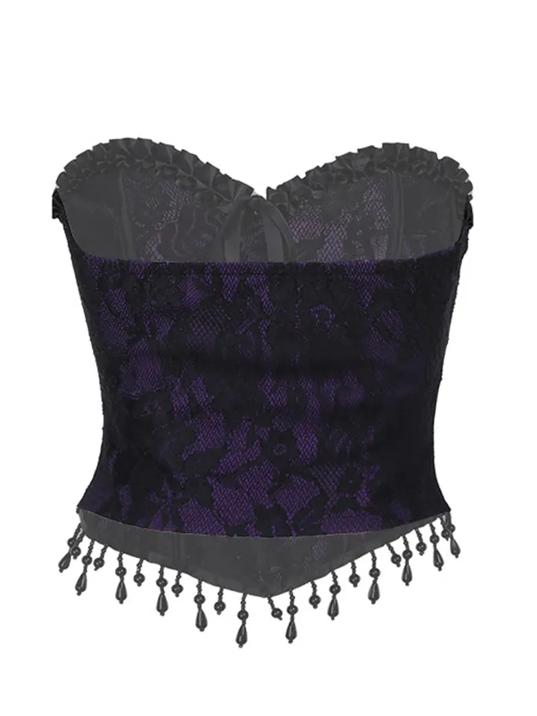 Punk Sweetheart Collar Lace Dark Jacquard Tube Top